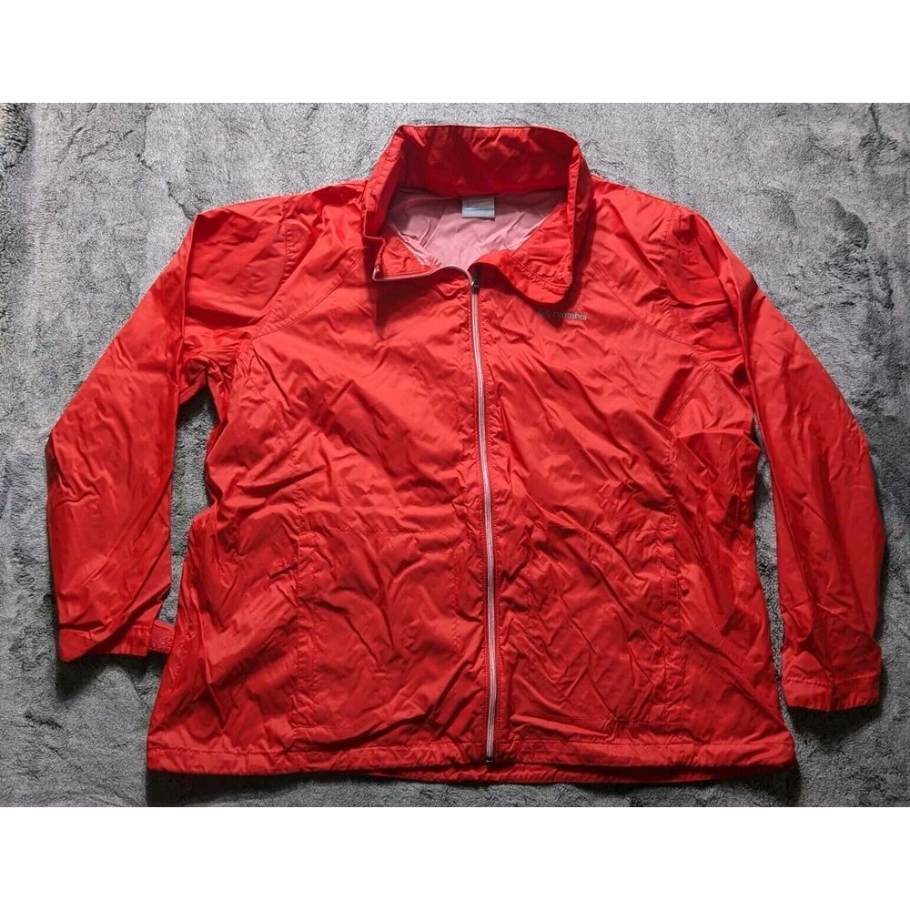 Columbia Full Zip Windbreaker Women's Plus Size 3X Red